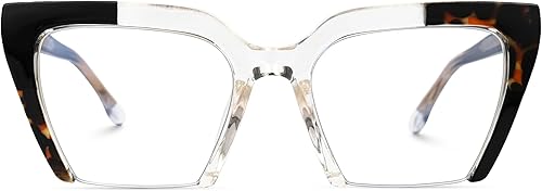 Miniatura 10 de Zeelool TR90 - Lentes de ojo de gato con montura semirregular, con lente transparente sin receta para mujer, gafas de gran tamaño