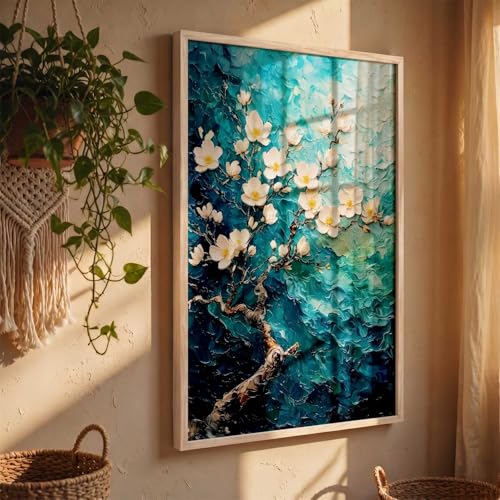 Image of kotart flower Wall Art Home Decoration | Aesthetic Floral Paintings With Frame For Living Room Bed Room Hotel Wall Decor Digital Reprint (13x17 inch)
