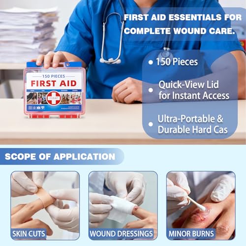 image for TLIEAO Mini First Aid Kit - 150 Pieces Emergency Medical Kit for Home,
