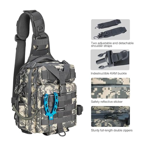 Image of Piscifun Fishing Tackle Storage Bag Outdoor Shoulder Backpack Cross Body Sling Bag