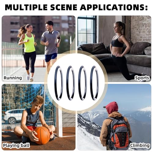 Image of Lyreh 4pcs Patellar Tendon Support Strap, Silicone Patella Band Elastic Stabilizer Patella Knee Brace for Women Men Running Basketball Hiking Soccer Jumpers Gym Sports (Black White Mix)