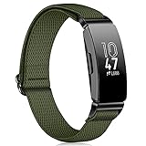 Fintie Elastic Bands Compatible with Fitbit Inspire 2 / Inspire HR/Inspire, Adjustable Stretchy Nylon Loop Band Breathable Replacement Strap Accessory Wristband, Olive