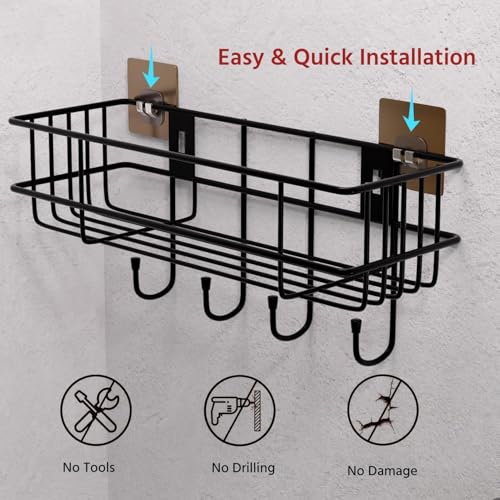 Image of BENAVJI Drill Free Corner Shelf for Bathroom Wall Bathroom Organizer Without Drill Kitchen Rack Pack of 2