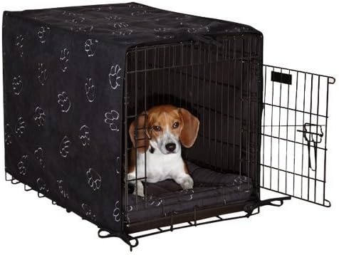 ProSelect Polyester Pawprint Dog Crate Cover and Bed Set, Medium, 2-Pack, Black