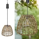 6 Hours Timer Battery Operated Outdoor Hanging Light Seagrass Woven Waterproof Porch Gazebo Patio Pe