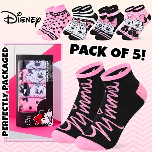 Image of Disney Stitch Ankle Socks for Women, Teens US Size 4-9, Pack of 5 Casual Ladies Socks, Gifts for Her