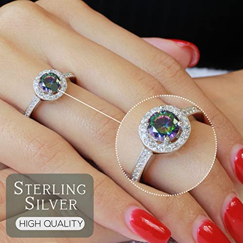 Closeoutwarehouse Rainbow Simulated Topaz Cubic Zirconia Embraced Round Solitaire Ring Sterling Silver Size 10 #TOP1
