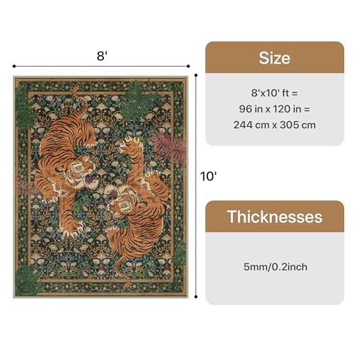 Tapete decorativo Bavni Tiger 8x10 verde rectangular miniatura 2