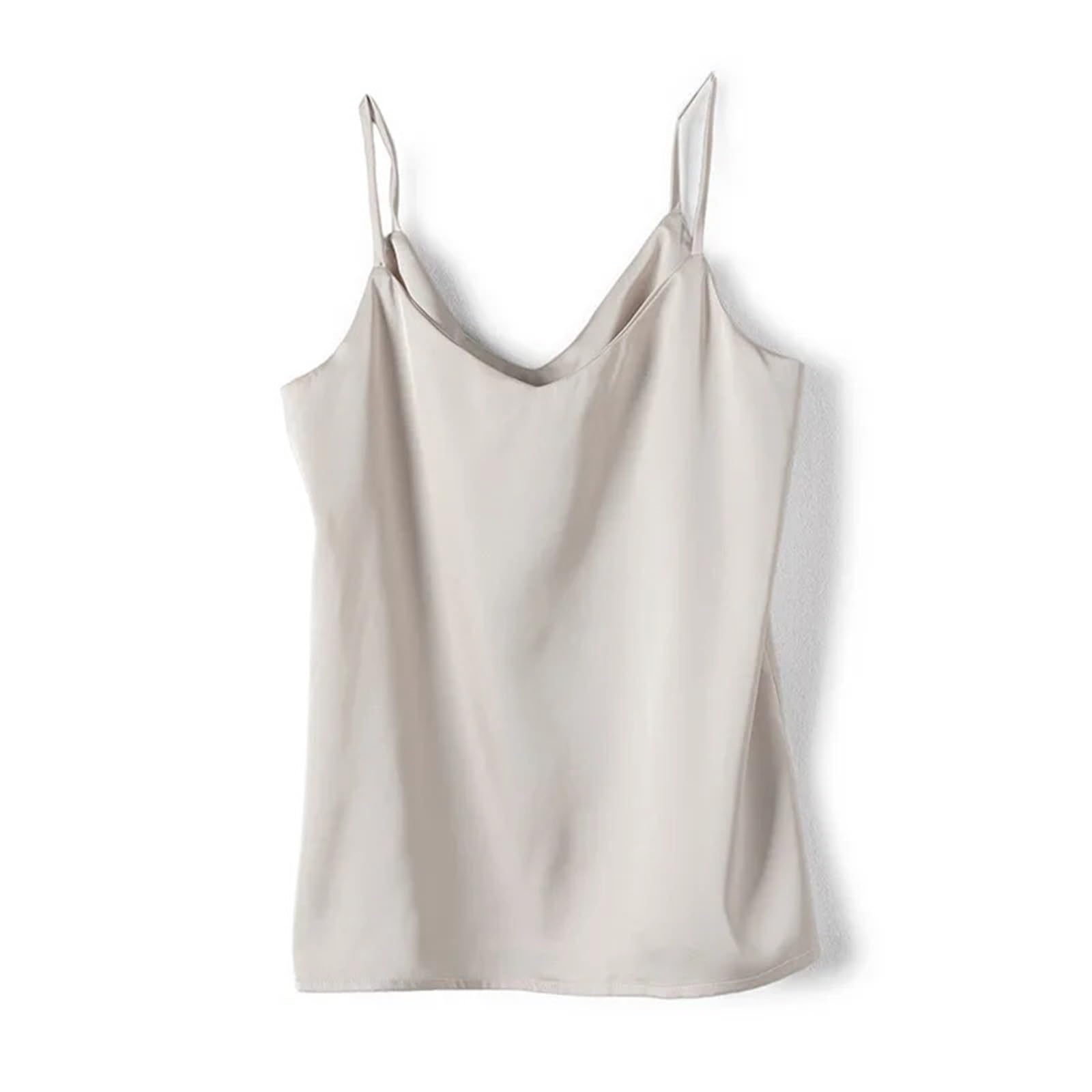 Top de Camisola de Seda Camisola de Tirantes for Mujer, Top Halter con Cuello en V, básica, sin Mangas, satén y Seda, for Verano, Primavera otoño para IR al Trabajo