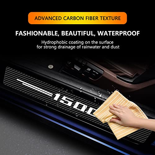 4Pcs For 1500 Car Door Sill Protector - Door Entry Guard Threshold Scratch Protection Sticker, Carbon Fiber Leather Car Door Anti Kick Pad Stickers For 1500 Accessories Decoration -White #TOP2