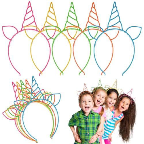 EAVUYIS Serre Tete Licorne, 10 Pièces Coloré Unicorn Bandeaux, Accessoires Pour Cheveux Décoration de Coiffure Pour la Fête D'anniversaire des Enfants...