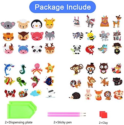 5D Diamond Painting Stickers Kits,ZIKO 49Pcs Diamond Painting Stickers Kits for Kids Easy to DIY Creative Diamond Cute Animals by Numbers Sticker Craft Kits for Kids and Adult Beginners 2 51bLS7NBEiL. AC