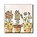 3dRose Birdhouses and Flower pots with Yellow Daisies and Garden Tools 4 Inch Ceramic Tile