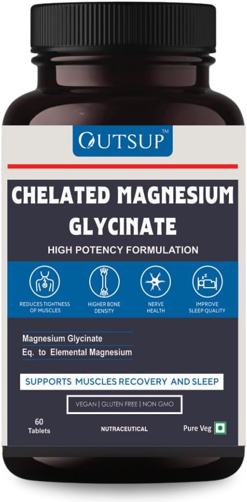 Magnesium Glycinate Supplement 60 Tablets - 2000mg for Men & Women | High Absorption Chelated Form for Healthy Muscles, Nerves & Better Sleep - Pack of 1