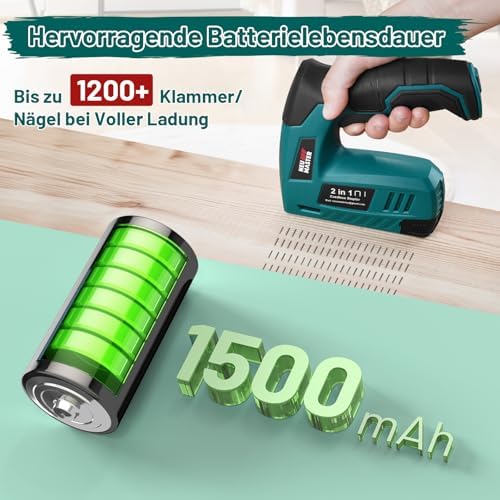 Bild 1 - NEU MASTER Akku Tacker, 2-in-1 4V Elektrotacker Akku Mit Ladekabel, 1000 Heftklammern &1000 Nägel, Nägler für Bastelarbeiten, DIY und Polsterarbeiten