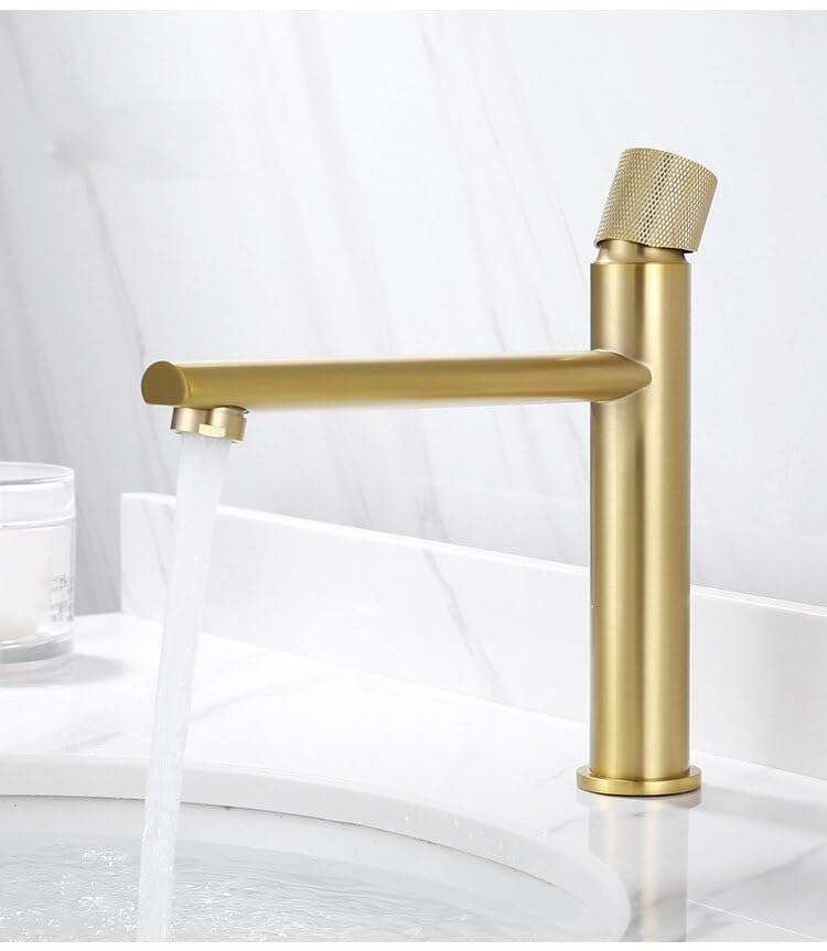 Robinet mitigeur de bassin avec rotation créative et double commande chaude et froide or brossé