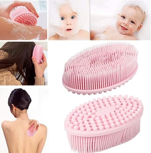 Image of Silicone Body Scrubber, Gentle exfoliating Body Scrubber That's Easy to Clean, Lathers Well, Long Lasting, and More Hygienic Than Traditional Shower Loofah (Pink)