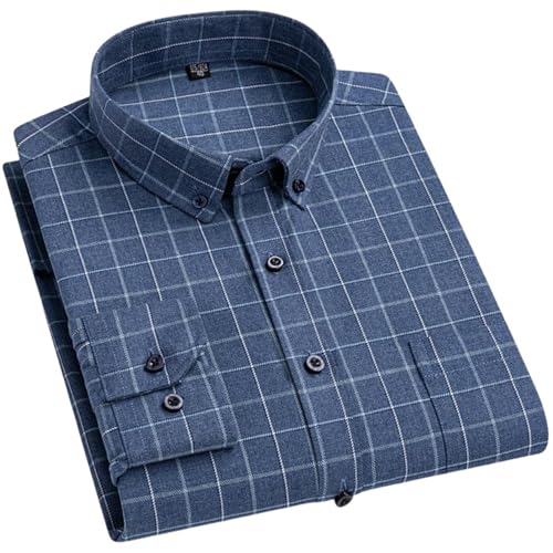 Camisa de franela para hombre slim fit transpirable con botones para otoño