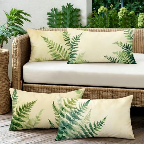 Coussin extérieur imperméable 50x80 : lot de 4 taies moutarde