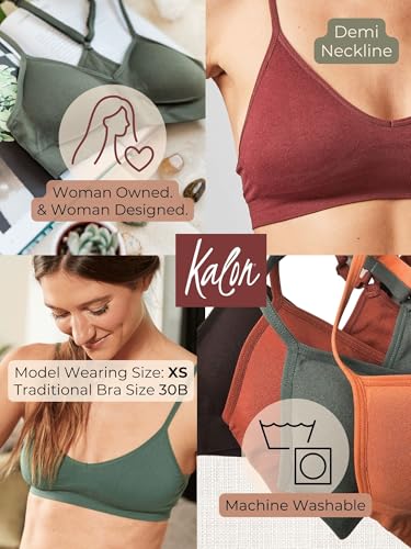 Image of Kalon Women's 4 Pack Racerback Sports Bralette Seamless Wireless Comfort Bra