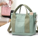 BBTISG Płócienne torby na ramię dla kobiet, wiele kieszeni, płócienna ręcznie robiona torebka z przegródkami, torba crossbody na ramię, do szkoły, na uczelnię, do pracy, podróży, na co dzień