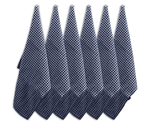 Cotton Dish Towels - Navy Dish Towels - Kitchen Dish Towels With Hanging Loop - Blue Kitchen Towels, Linen Dish Towels, Farmhouse Dish Towels, Bar Dishtowels, Set Of 6 (Navy/White, 18 X 28) #TOP7