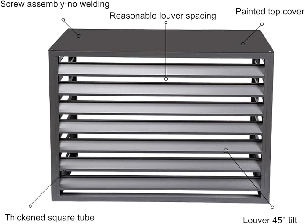 Cubierta de aluminio para aire acondicionado y ocultación de aire acondicionado y estante para plantas (100 x 50 x 70 cm / 40x20x28in, gris) - Resistente a la intemperie y