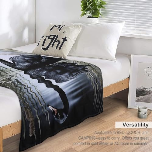 Couverture douce en flannel imprimé cygne avec finitions soignées - 7