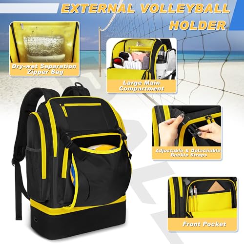 DSLEAF Volleyball Bag with External Ball Holder, Volleyball Backpack with Separate Shoe Space, Multiple Pockets and Adjustable Shoulder Strap for Soccer, Basketball and Gym Exercise by DSLEAF - Image 2