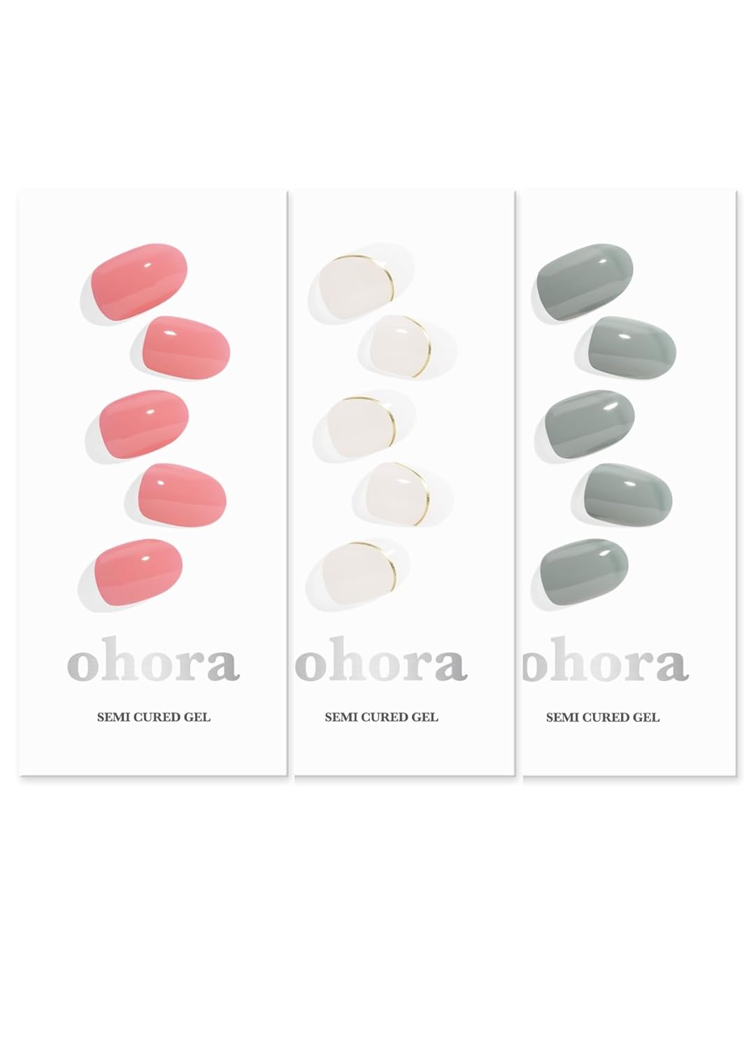 ohora Semi Cured Gel Nail Set of 3 (N Cream Glow & N Sylph & N Cream Fog) - Professional Salon-Quality Nail Care
