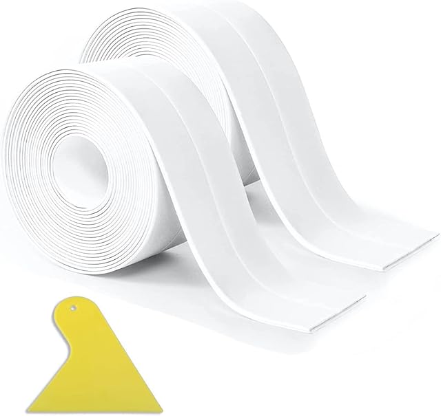 2 Rolls Bath Sealant Strip Self Adhesive Caulk Strip Sealant Tape Waterproof Bathtub Sealing Tape for Kitchen, Bathroom, Toilet, Wall Corner, Wall Floor (126 x 1.5 inch)