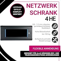 Netzwerkschrank 19 Zoll 4HE I 450 mm Tiefe I Serverschrank Schwarz montiert – Ansicht 2