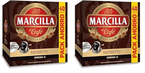 Marcilla Café Cápsulas Ristretto - 40 Cápsulas Compatibles Nespresso (Paquete de 2)