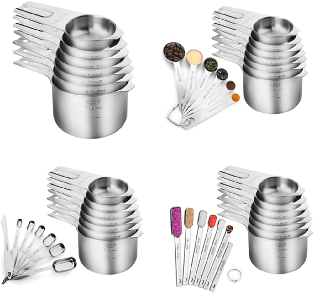 Durable Spoon Set With Engravings Convenient Gourmets Measuring Spoons Set Functional Stainless Steel Kitchen Aids
