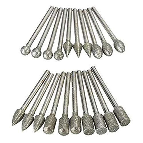 Image of DIY Crafts 30 Pieces Rotary Tool Bits - Diamond Tipped Deburring and Engraving Set - For a Range of Surfaces in a Variety of Sizes (Shape No # 2, Diamond Burr)