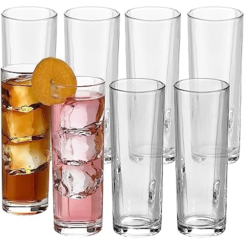 PARNOO Highball Glasses - Tall 10 oz. Cocktail Glasses for Cold Beverages - High Ball Glasses Set for Parties, Weddings, Birthdays, & Anniversaries - Dishwasher-Friendly Water Glasses Set of 8 Cover