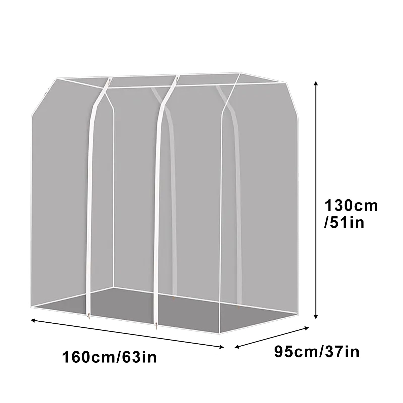 Fundas Ropa, Fundas Ropa para Colgar en Armario de PEVA, Ideal para Guardar en el Armario Chaquetas y Cortavientos(Clear,160 * 130 * 95cm/63 * 51 * 37in)