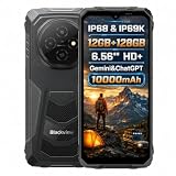 Blackview FORT 1 AI Smartphone Rugged, IA Magico Fotografico Editor, 12GB+128GB, Batteria 10000mAh, 16MP+8MP, Schermo 6.56'' HD+, IP68 IP69K Cellulare Antiurto, Android 15 DUAL SIM, GPS NFC Nero