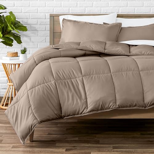 Image of Bare Home Comforter Set - Queen Size - Goose Down Alternative - Ultra-Soft - Premium 1800 Series - Hypoallergenic - All Season Breathable Warmth (Queen, Taupe)