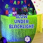 Mega-L Glow in The Dark Party Supplies, 2 Pack Neon Party Decorations Fluorescent Macaron Yellow Wavy Metallic Tinsel Foil Fringe Table Skirts, Perfect Table Decors for Glow Birthday New Year Decor - Image 3
