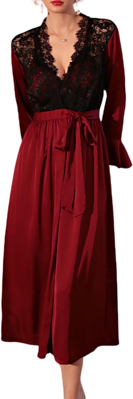 Bride Robe for Wedding Day Bridal Robes Long Lace Sleeve Wrap V Neck ...