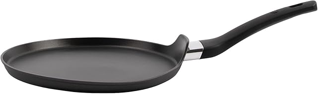 MasterChef Pancake Pan Non Stick Crepe Maker, Chapati, Roti & Dosa Tawa for Induction Hob, Gas, Halogen & Ceramic Stoves, Swiss Engineered Aluminium with Scratch Resistant Coating, 25cm, Black