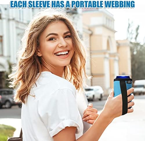 TAGVO Can Cooler Sleeves 4PC Pack, Insulators Sleeves Standard Can Covers 12 OZ Beer Bottle Sleeves Coolers Holder, Neoprene with Stitched Fabric, Non-slip Neoprene Can Coolier Sleeves