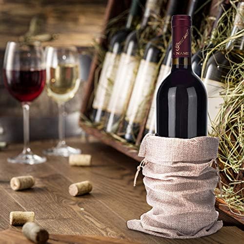 12PCS Sac De Vin En Toile De Jute Avec Cordon De SerrageSac à