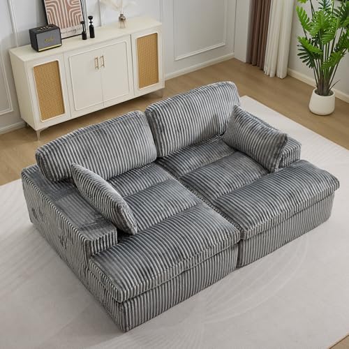 Yihomfy Canapé d'angle Convertible, canapé-lit 2 Places avec Larges accoudoirs, Tissu Velours...
