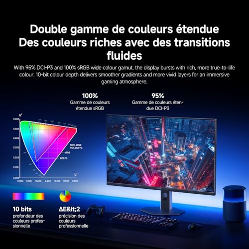 XIAOMI G27Qi 2026 Moniteur Gaming 2K 27 Pouces, 200Hz, 1ms GTG, FreeSync Premium, HDR400, IPS, 100% sRGB, 95% DCI-P3,Certification TÜV Hardware Low Blue Light (2560 x 1440/HDMI 2.0/DP 1.4)