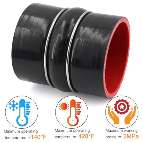 Image of ID 3 inch Silicone Straight Coupler Hose 4-Ply Length 4 inch with 2 T-Bolt Clamps as Turbo Intercooler Intake Pipe,Fits Pipe OD up to 3 in(76mm)