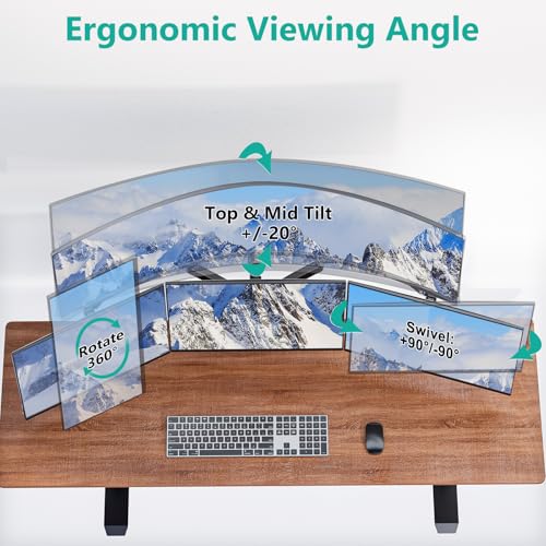 Image of WALI 4 Monitor Mount for 13-49 inch Ultrawides on Top Bracket and 27 inch Screens on Lower Brackets, Heavy Duty Arm Extra Tall Quad Monitor Stand, up to 44 lbs (GSDM004S-P), Black