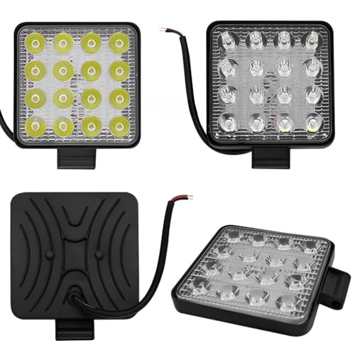 Farol Milha 16 Leds 48w 12v/24v Quadrado Off Road 6000-6500k (1 Unidade)