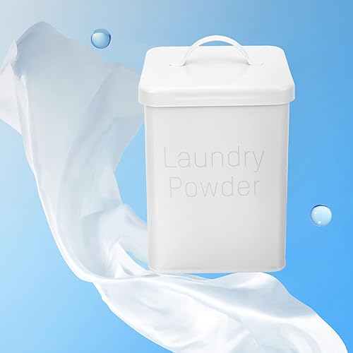 Miniatura 9 de 1 juego de lata de almacenamiento de polvo para ropa sucia con cuchara, soporte de lata de metal, contenedor de almacenamiento de clavijas, cubo